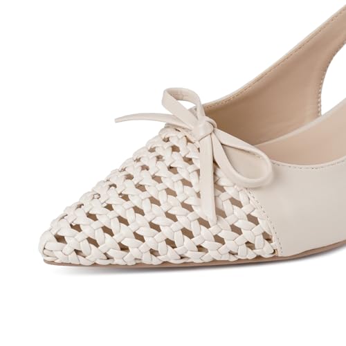 Slingback Kitten Heels for Women Pointed Toe Rhinestone Bow Pumps Low Heel Adjustable Buckle Strap Prom Dating Wedding Prom Dress Heeled Shoe3