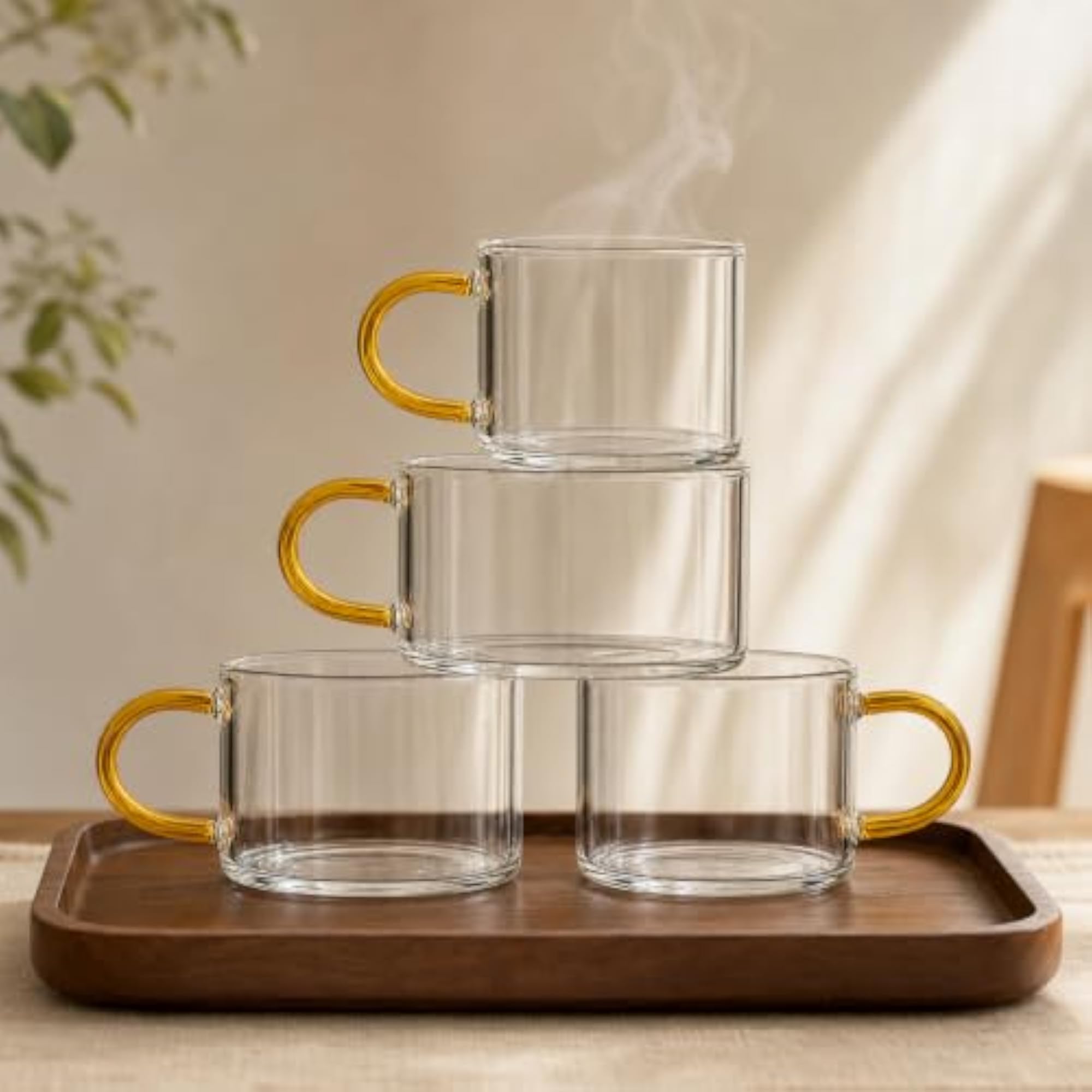 Borosilicate Glass Teacups Set of 4, 90ml