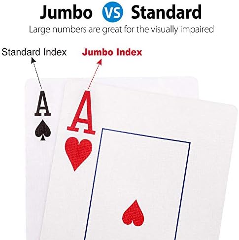 LotFancy 12 Packs Playing Cards Large Print, Large Deck of Cards Multipack, for Jumbo Index,Texas Hold'em, Blackjack, Euchre, Canasta Cards Games