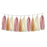 15PCS DIY Boho Rainbow Party Tassel Banner Dusty Rose Pink Kraft Brown Cream Paper Garland Streamer