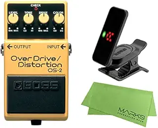 BOSS ボス - OverDrive／Distortion OS-2 + KORG Pitchclip 2 PC-2 + マークスオリジナルクロス セット