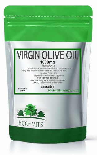 Virgin Olive Oil 1000mg 60 Capsules Cold-Pressed High Polyphenol Antioxidants Supports Heart Cognitive & Cellular Health