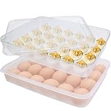 Anyumocz 2 Pack Covered Egg Holder,Clear Egg Holder Storage Container,Stackable Plastic Refrigerator Egg Trays for Deviled Egg,Protect and Keep Fresh(48 Eggs)