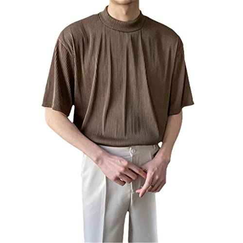 T-shirt d'été pour homme fin contre la chaleur style chic marron XL