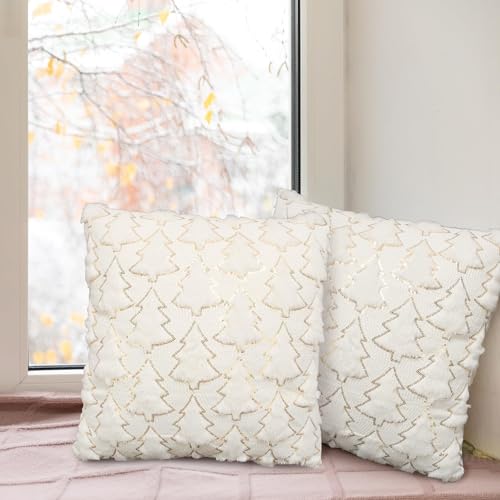 LAMEK 2 Stück Weihnachtsbaum Kissenbezug 45x45 cm Weihnachten Baum...