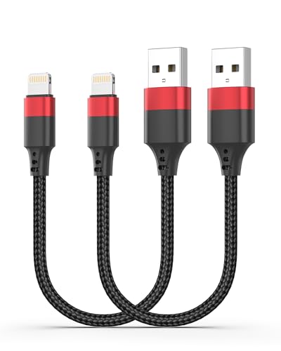 Bkduice 1ft Short iPhone Charger Cable [MFi Certified] 2 Pack Short Lightning Cable Braided 12 inch USB to Lightning Cord Fast Charging for iPhone 14 13 12 11 Pro Max XR XS 8 SE iPod