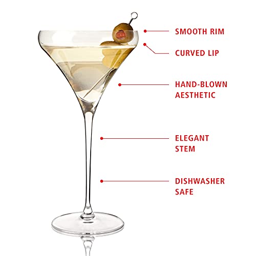 Spiegelau Willsberger Martini Glasses Set of 4 - European-Made Crystal, Modern Cocktail Glasses, Dishwasher Safe, Professional Quality Cocktail Glass Gift Set - 9.2 oz