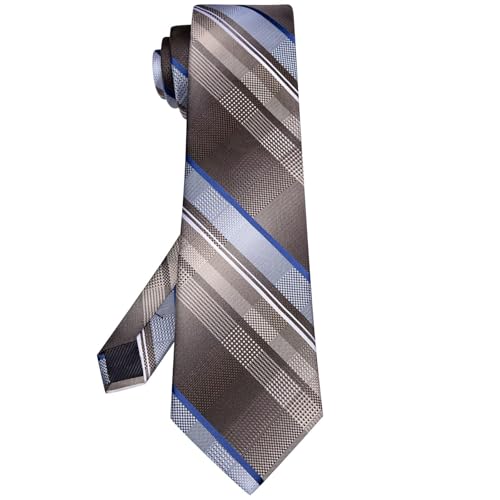 Image of Hi-Tie 63 inches Striped Paisley Extra Long Ties for Men Silk Necktie with Lapel Pin Tie Clip Big and Tall Men Formal Wedding