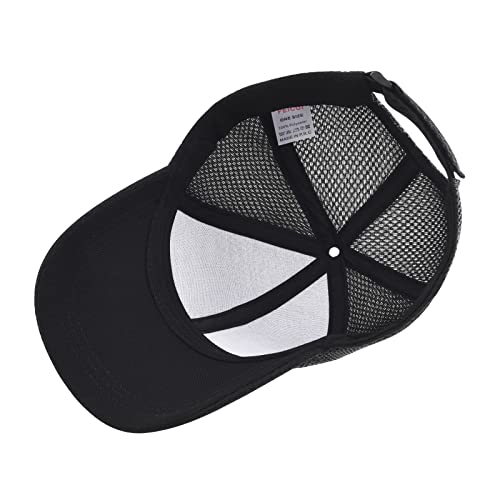 Feicui Men's Trucker Hat Mesh Cap Sport Cap For Men Adjustable Baseball Cap Running Hat (Black) #TOP5
