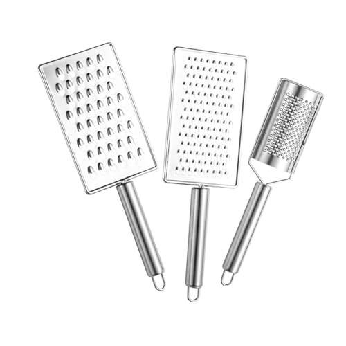 Hoement 3個多機能ステンレス鋼おろし器点 滑り止めハンドル付きフラットグレーター レモンゼスター ジンジャースライサー 野菜 チーズ 果物
