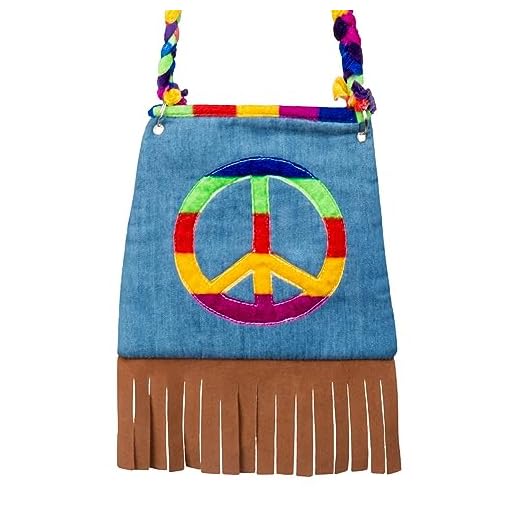 Boland 44519 - Bolso Peace, bolso de hombro, hippie, flower power, accesorio, años 60, fiesta de lema, carnaval