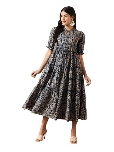 Image of KZULLY | Dress for Women | Summer Outfit | Elegant Casual | Puff Sleeves| Lightweight Polyester Fabric