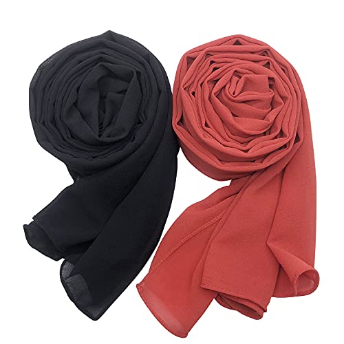 Xxuod 4 Pcs Women Soft Chiffon Scarves Shawl Long Scarf Wrap Scarves Head Wraps Series A. #TOP3
