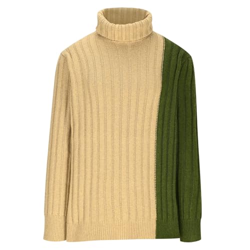 Cambkatl Men's Chunky Knitted turtleneck Sweaters, Fashion Color Block Pullover Casual Long Sleeve Winter Sweater Tops2