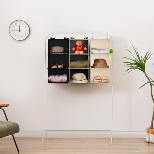 YOUDENOVA Étagère de Penderie à Suspendre Pliable,3 Niveaux,Rangement de Placard Suspendu,Organisateur de Vêtements avec Renfort Intérieur,Rangement Chaussure Noir – vue 4