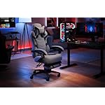 RESPAWN 110 Pro Gaming Chair - Gaming Chair with Footrest, Reclining Gaming Chair, Video Gaming Computer Desk Chair, Adjustable Desk Chair, Gaming Chairs for Adults with Headrest Pillow - Grey Fabric - Image 2