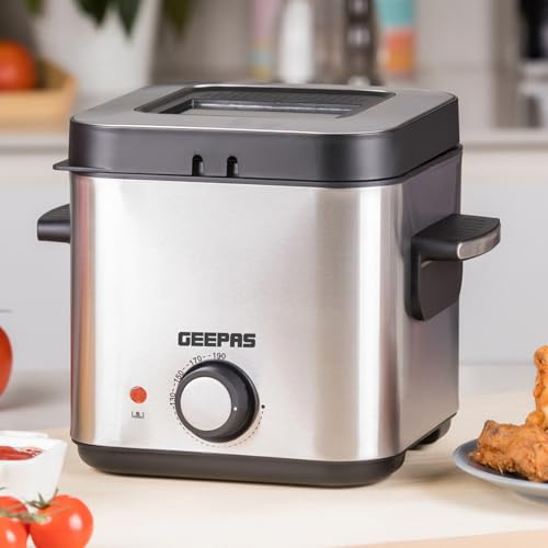 GEEPAS 1.5L Deep Fat Fryer | Adjustable Thermostat 0–190°C Viewing Window Mesh Filter Indicator Light | Cool-Touch Handle Non-Stick Inner Pot | 900W Compact Kitchen Fryer | 600g Food Capacity - Image 3