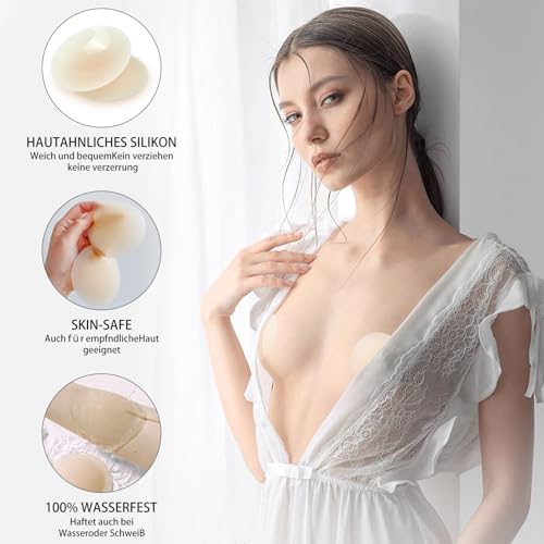 Trustnice 1 paire de coussinets de tétons invisibles réutilisables en silicone respectueux de la peau pour fête, mariage, maillot de bain – vue 5