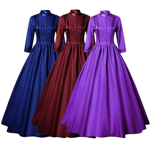 Robe médiévale Renaissance à laçage ajustable et manches amples