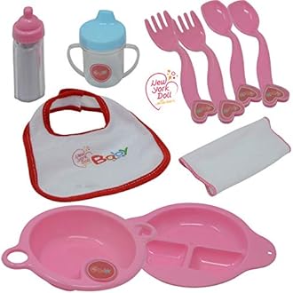 The New York Doll Collection Baby Doll Feeding & Caring Accessory Set in Zippered Carrying Case - 20 pc Accessories for Dolls