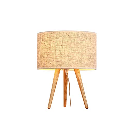 Preisvergleich Produktbild Smklcm Cross-Border Schlafzimmer Nachttischlampe Einfache moderne Nachtlampenstativ Massivholz Nachttischlampe Leinenstoff Abdeckung Holz-Kunst kleine Tischlampe (Color : Linen lampshade)