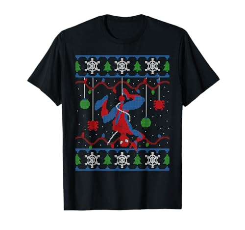 Image of Marvel Spider-Man Upside Down Ugly Christmas Sweater T-Shirt