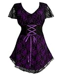 Dare to Wear Sweetheart Corset Top: Romantic Victorian Gothic Women's Plus Size Lace Chemise for Everyday Halloween Cosplay Festivals, Purple 4X