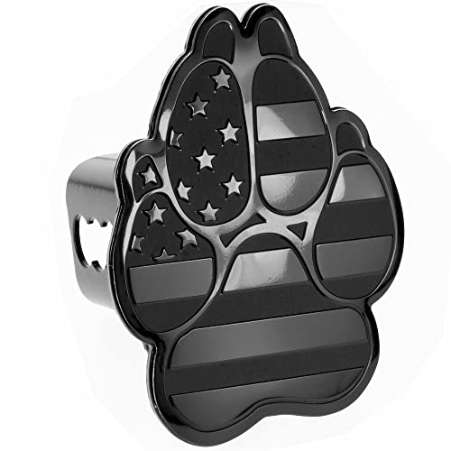 eVerHITCH K9 Dog Paw Print Flag Metal Trailer Hitch Cover Plug with Anti-Rattle Pin Bolt (Fits 2\" Receivers, Black) - Thumbnail 6
