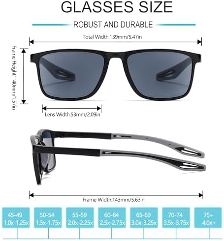 Reader Sunglasses 3 Pack Reading Sunglasses for Men Sporty TR90 Frame UV400 Full Lens Outdoor Reader Lightweight +1.5 - 5