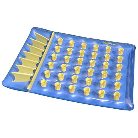 Swim Central Inflatable Water Sports 36 Pocket Double Pool Mattress - 78" - Blue and Yellow Cover