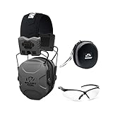 Walkers XCEL 500BT Digital Electronic Hearing Protection Muff (Bluetooth and Voice Clarity) with Protective Case and Shooting Glasses Bundle
