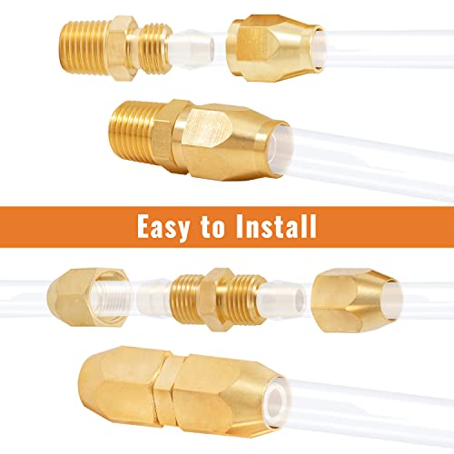 Sungator Air Hose Splicer, Brass Pneumatic Replacement Fitting, 1/4 In. Barb X 1/4 In. Npt Male (4 Pcs) Air Hose Fitting And 1/4"Barb X 1/4" Barb Repair (4 Pcs) With A Sealing Tape #TOP3