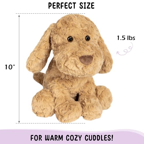 Image of Goldendoodle Poodle Dog Microwavable Stuffed Animal - 1.5 lb Unscented Heating Pad Plush, Soft Cozy Golden Doodle Puppy Toy for Relaxation and Comfort, Gift for Women, Girls, Adults & Kids, Happy Fuel