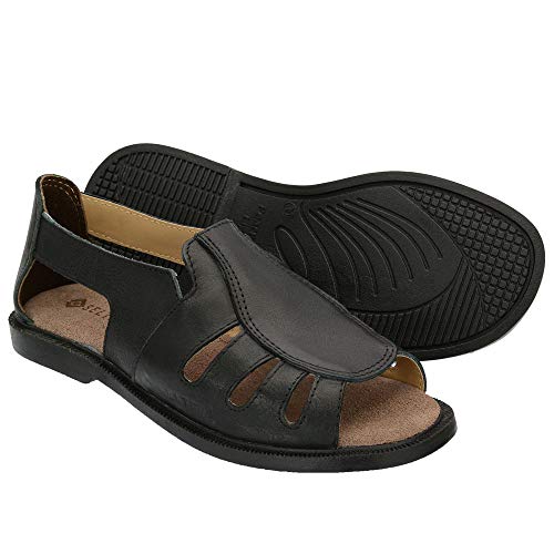 Sandália Chinelo Masculina Confort Em Couro Preto Selten 38, Preta