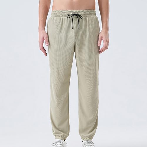 Men's Solid Color Jogger Pants with Pockets Elastic Waist Casual Sweatpants Tapered Cuff Athletic 7/8 Length Trousers3