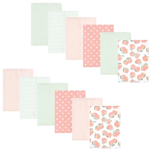Image of Hudson Baby Unisex Baby Flannel Burp Cloth 12pk, Sweet Peach, One Size