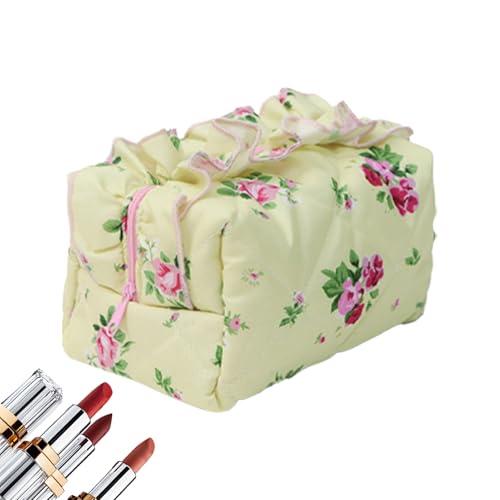 Bolsa de maquillaje con lápices de flores - Organizador cosmético de viaje, maletín de inodoro portátil ligero | Bolsa de almacenamiento de para niñas y mujeres, soporte compacto para productos