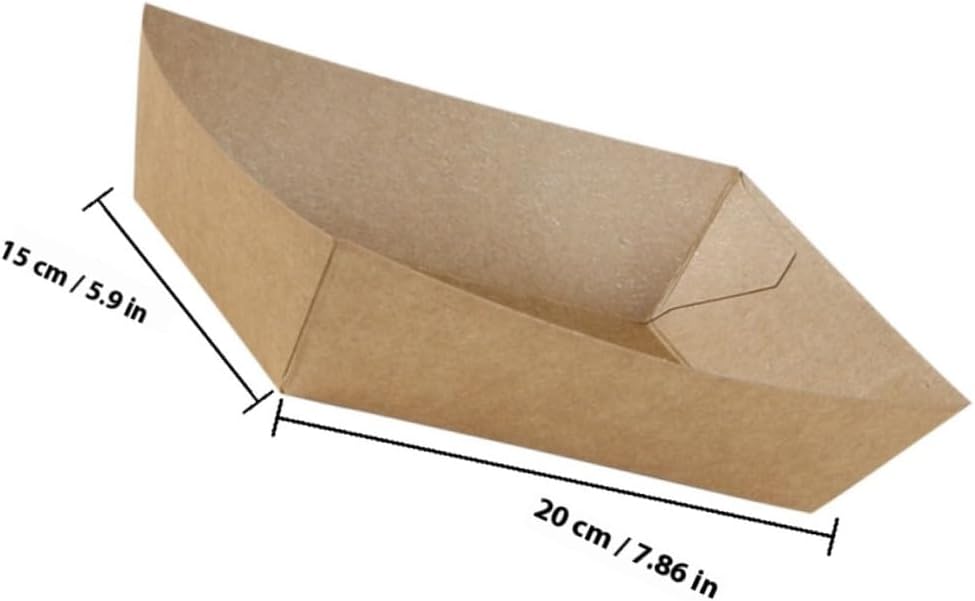 100pcs Kraft Paper Frying Food Boxes Oil-proof Takeout Snack Containers for Fried Chicken and French Fries Disposable Food Storage Boxes for Catering