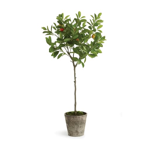 National Tree Company 41 Inch Artificial Orange Fruit Tree in Clay Pot, Realistic Fake Tree Potted Plant, Clay Pot