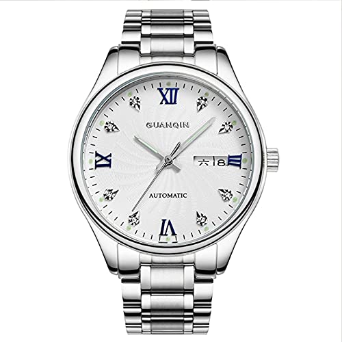 HKX Uhr Leuchtende Uhren, mechanische Herrenuhren, Hohle Herrenuhren, Uhren, Ganzstahlgürtel (männlich und weiblich), Silber Cover