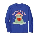 Cottagecore Frog Read Books & Be Kind Bibliothèque et enseignant Manche Longue