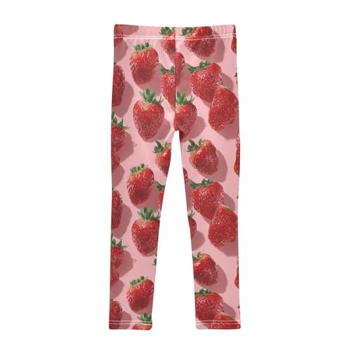 Girls Leggings Strawberries Pink Soft Toddler Leggings for Girls Kids Pants Size 4T-10T2