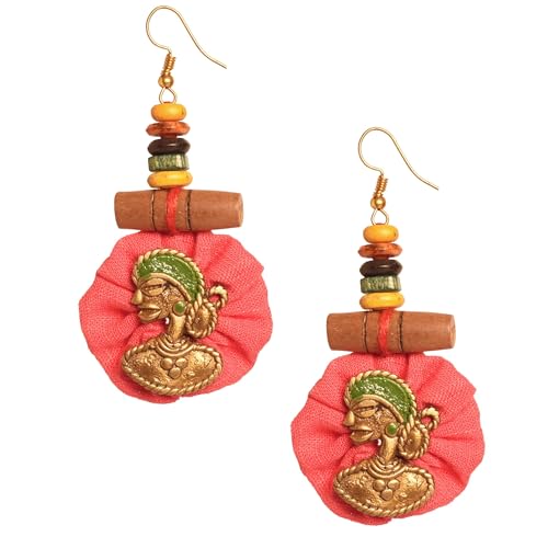 Image of Royal Queen & Empress Handcrafted Tribal Dhokra Earrings Collection for Women - Wooden, Fabric & Round Statement Ethnic Designs in Multiple Colours