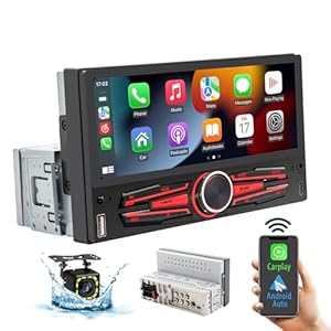 [Classic Button]6.86” Single Din Wireless Apple CarPlay & Android Auto Car Stereo, HD IPS Touchscreen, Siri & Google Voice, RDS FM AM Radio, Bluetooth Hands Free Calling & Music, USB Type-C Charging