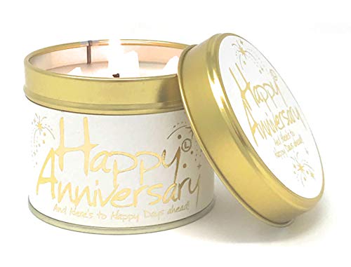 Lily Flame Happy Anniversary Tin Candle - Congratulate with Lily Flame Tin Candle - with Soft Scents - Cruelty Free and Vegan Friendly