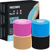 Kinesiotapes - 4 Rollen (5m x 5cm) – Kinesiologie Tape für Knie, Schulter & Handgelenk – Wasserfest, Hautfreundlich & Selbstklebend – Physiotherapie & Muskelunterstützung (Blau, Rose, Beige, Schwarz)