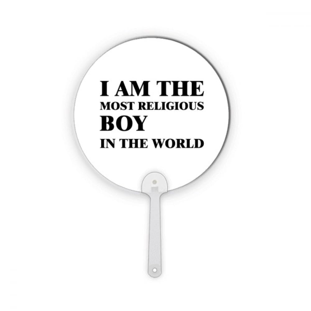 Éventail rond Religious Boy au design Art Deco Fashion pour collectionneur