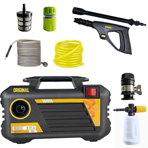 Image of PUREJET Portable Electric High Pressure Washer Machine 800-1400W | 110-220V, 50-60Hz | 7-12MPA Pressure, 390L /H Flow | 10 Meter Pipe | Copper Motor Water with Spray Gun, Foam Bottle for Car & Bike