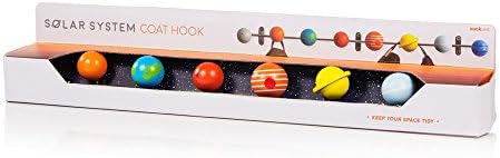 Suck UK Solar System Coat Hooks-Decorative Wall Mounted Wooden Hanging Rack, Wood, Multicoloured, 4.2 x 53.5 x 6.2 cm