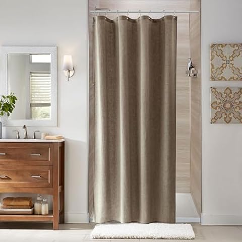 Naturoom 48 Inch Taupe Linen Shower Curtain Cover